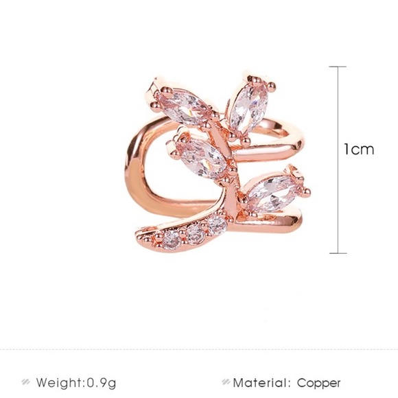 Leaves Curved Diamond Clip Earrings, Silver - Picture 5 of 5